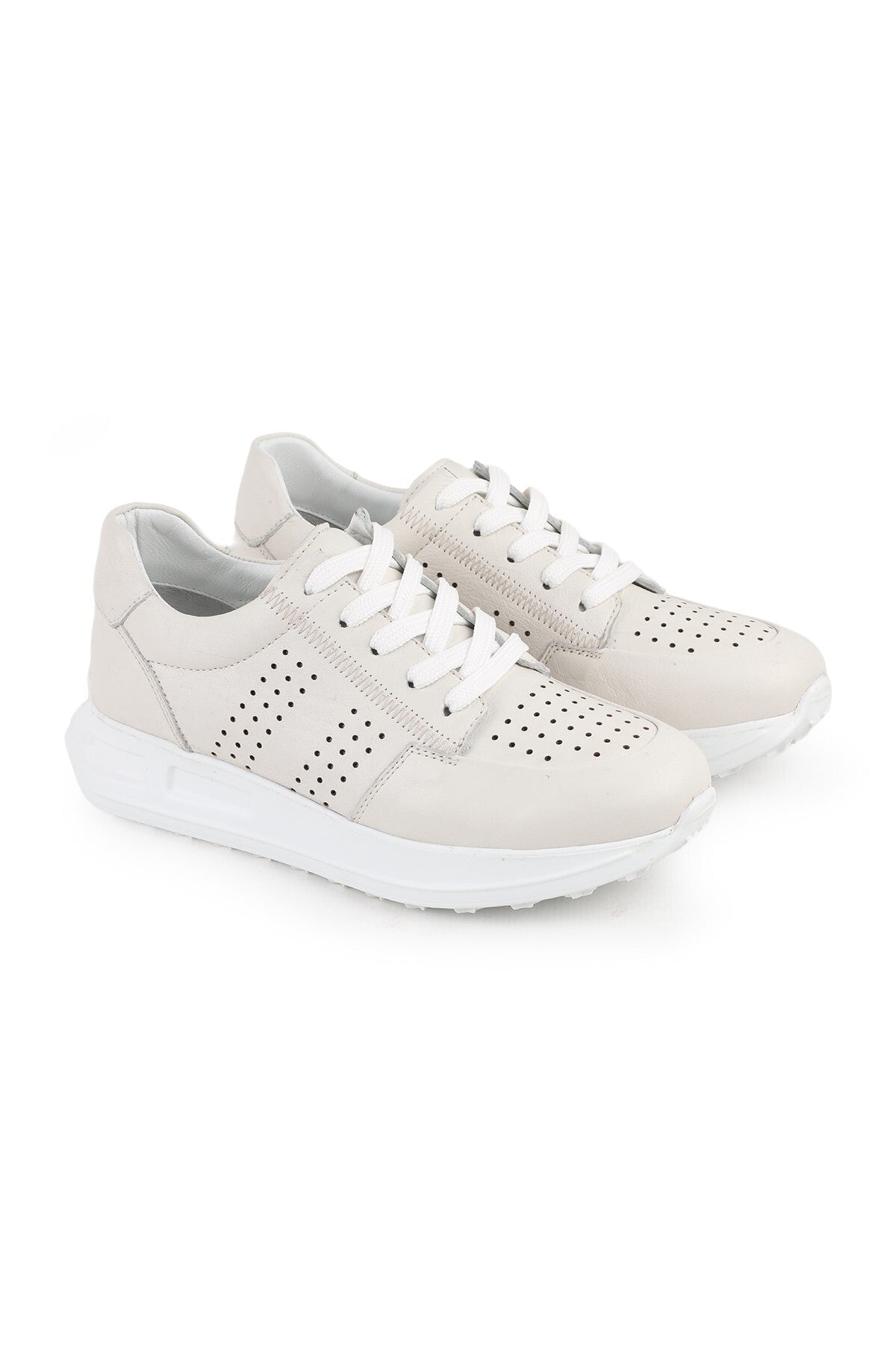 L10.2255 Hakiki Deri Baskılı Ultra Hafif Kalın Eva Taban Kadın Casual Sneaker - MALLTURK