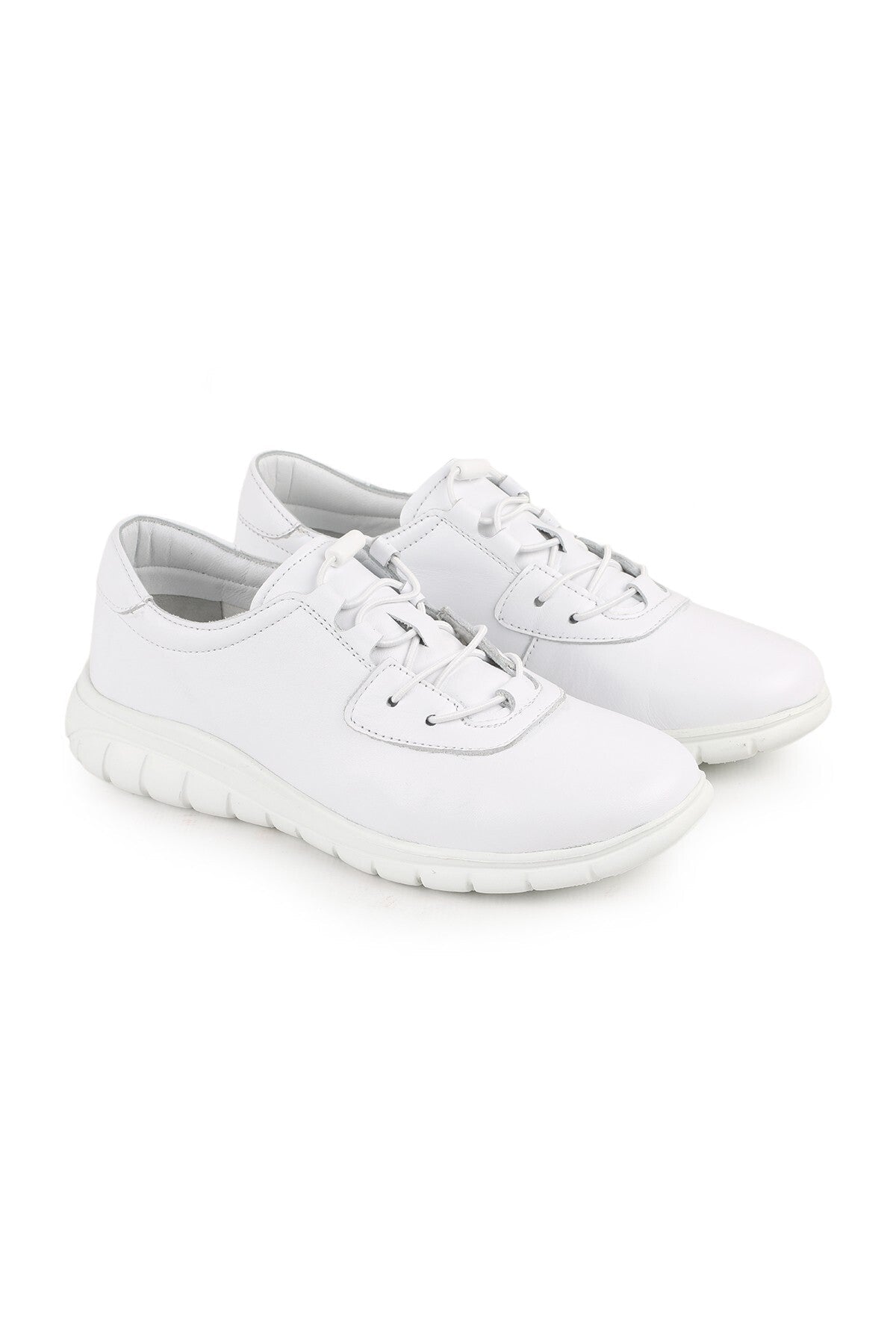 L10.2257 Genuine Leather Elastic Laced Ultra Light Eva Sole Women's Casual Shoes - MALLTURK