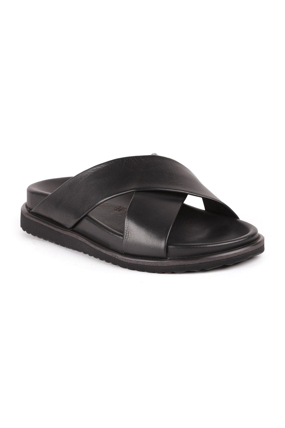 L15.8014 Leather Men's Slippers Black - MALLTURK