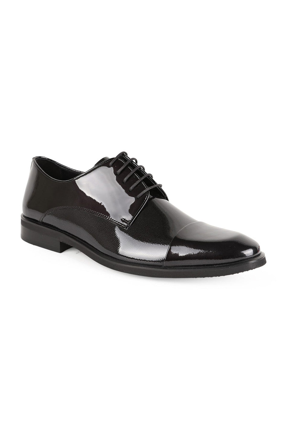 L2474 Men's Genuine Patent Leather Laser Embellished Lightweight Eva Sole Classic Groom's Shoes - MALLTURK