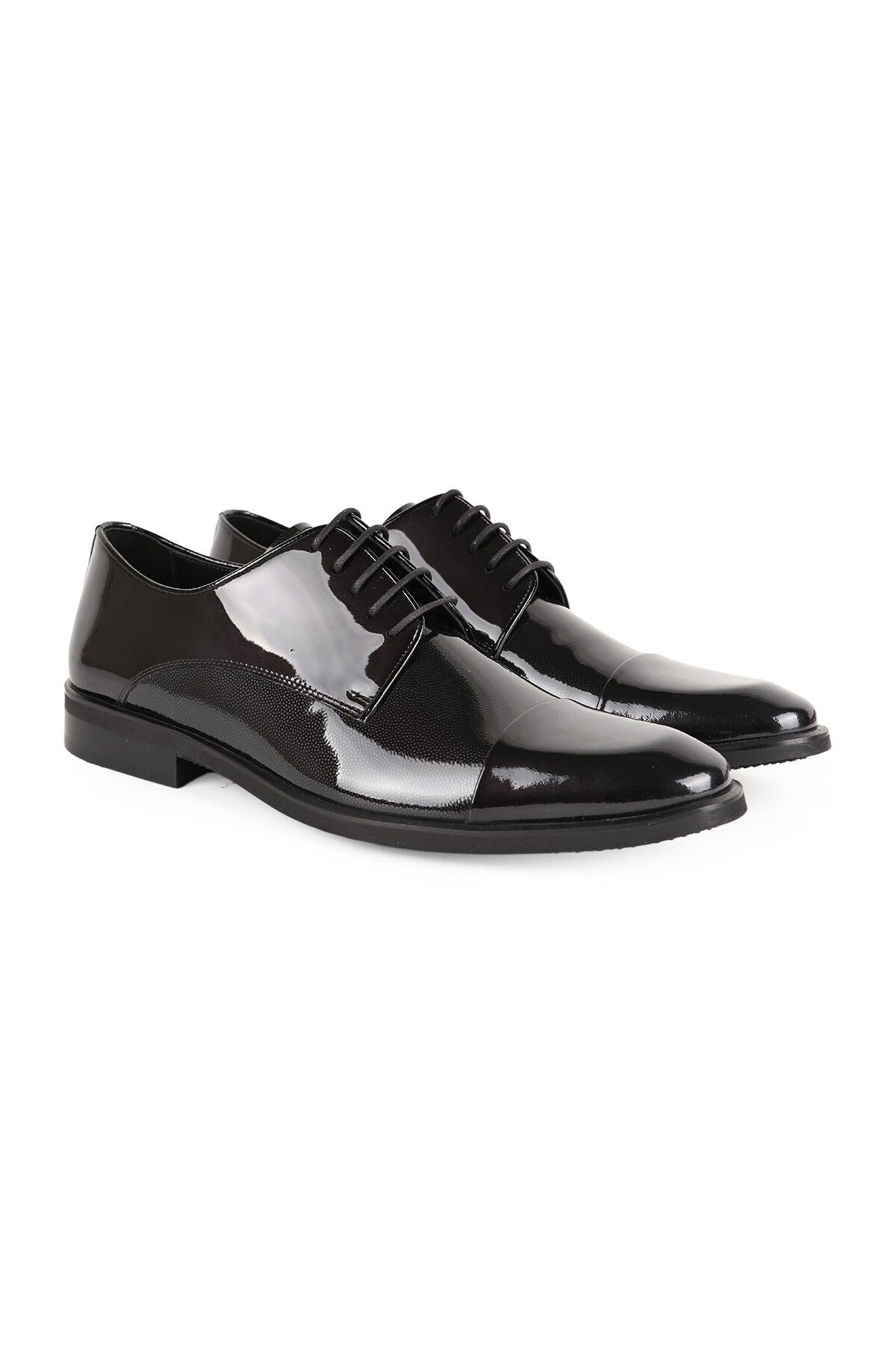 L2474 Men's Genuine Patent Leather Laser Embellished Lightweight Eva Sole Classic Groom's Shoes - MALLTURK