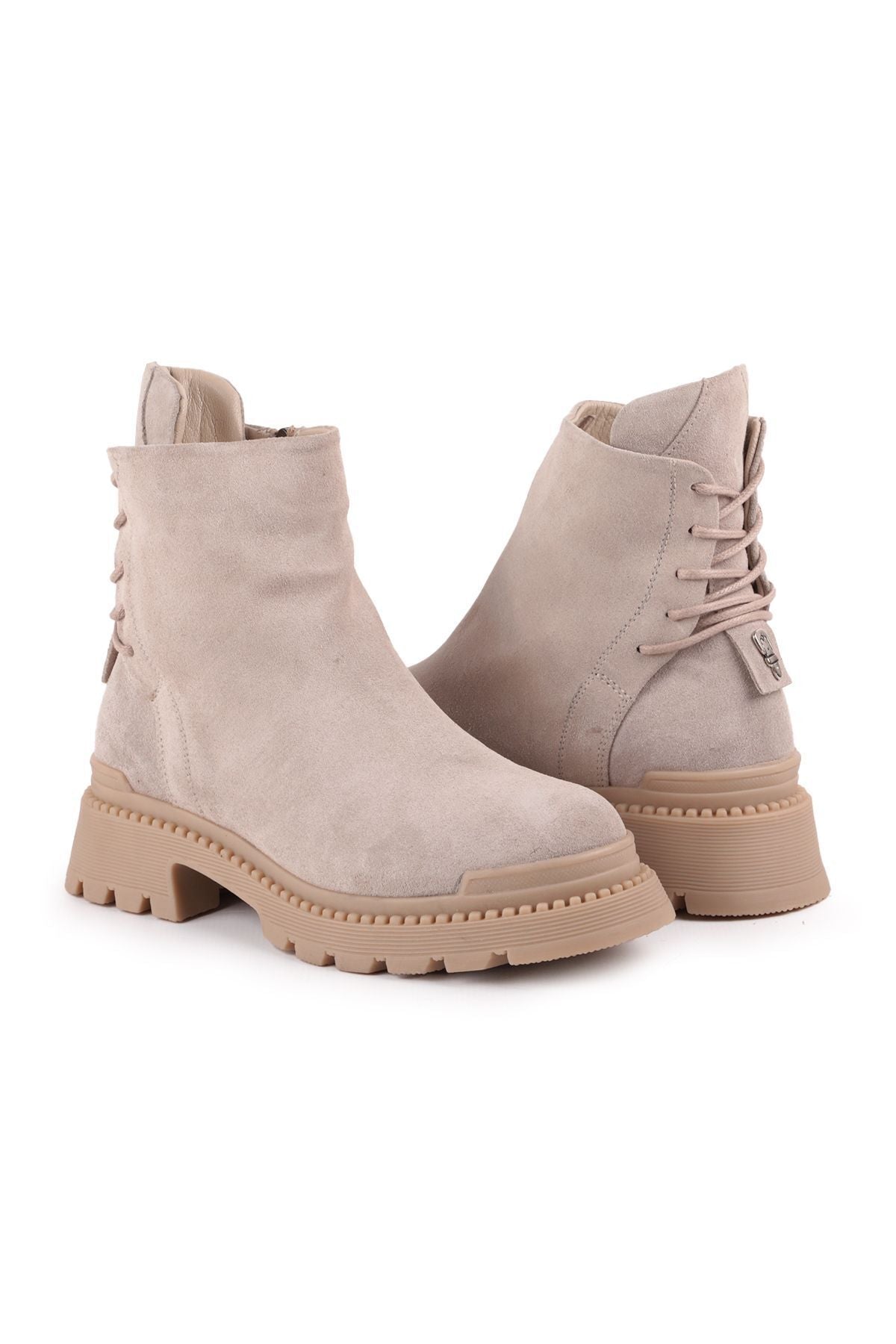 L27.10003 Suede Leather Women's Boots Mink - MALLTURK