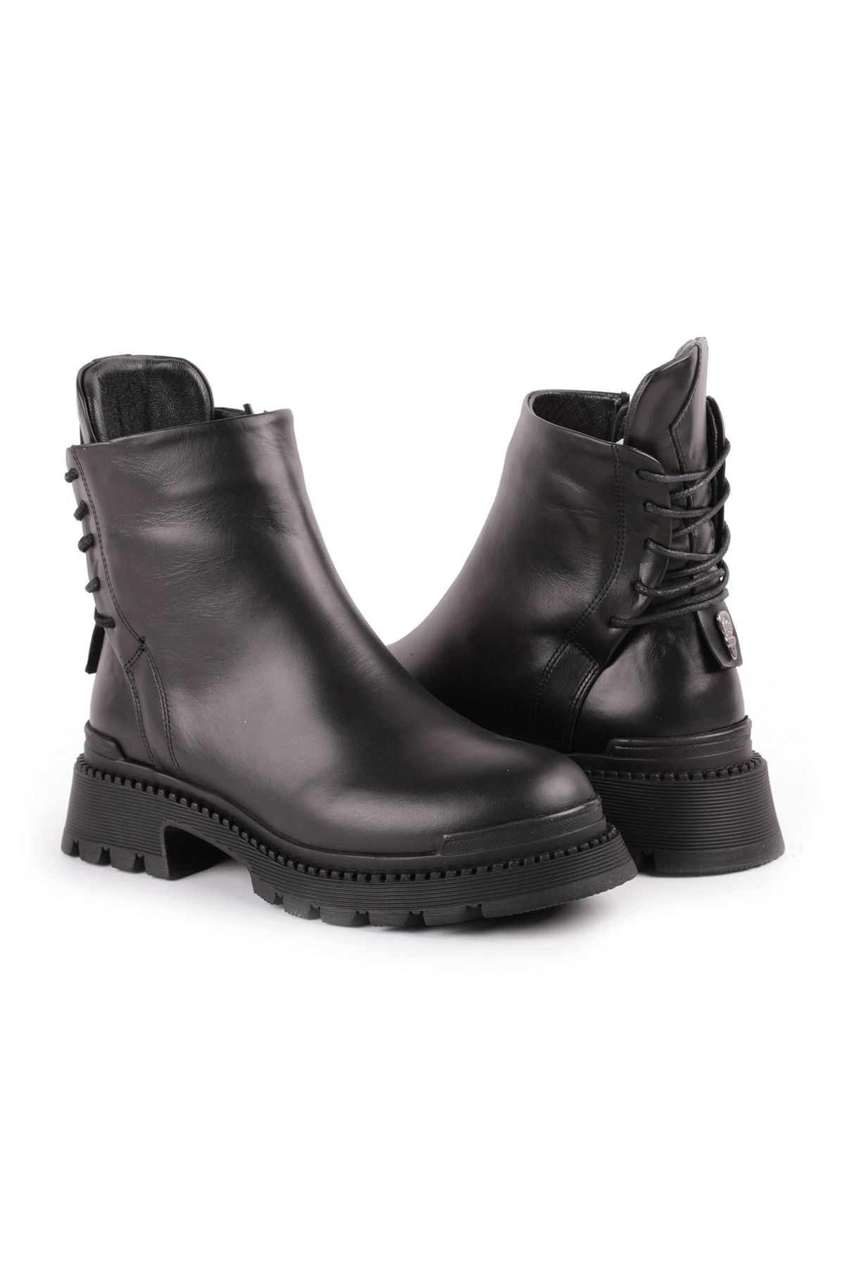 L27.10003 Women's Leather Boots Black - MALLTURK
