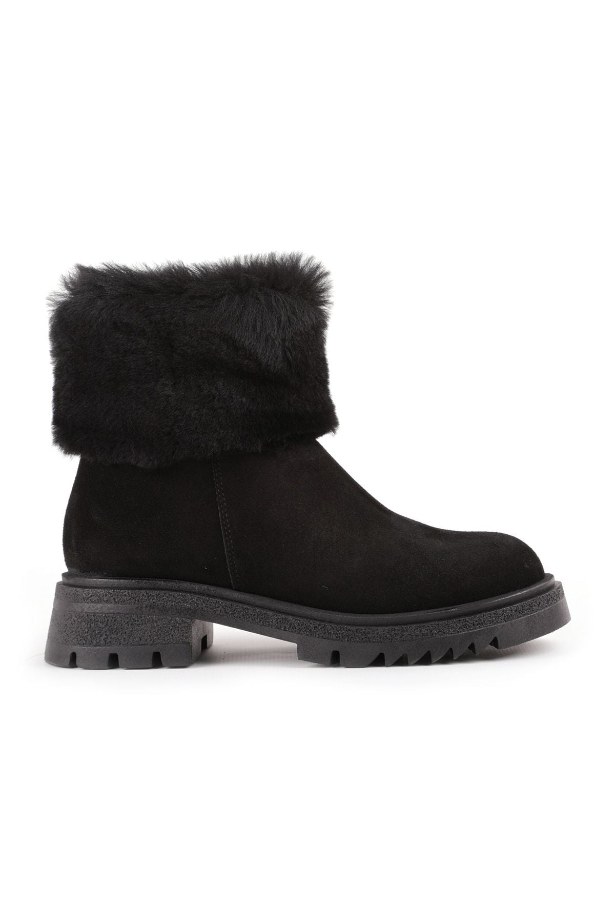 L27101027 Suede Leather Women's Boots Black - MALLTURK