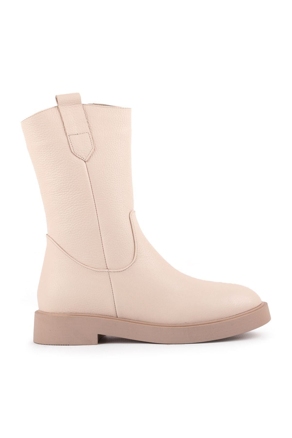L27101073 Women's Leather Boots Beige - MALLTURK