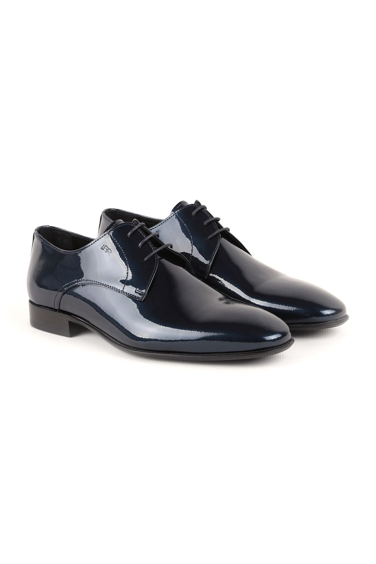 L3744 Men's Patent Leather Classic Shoes Navy Blue - MALLTURK