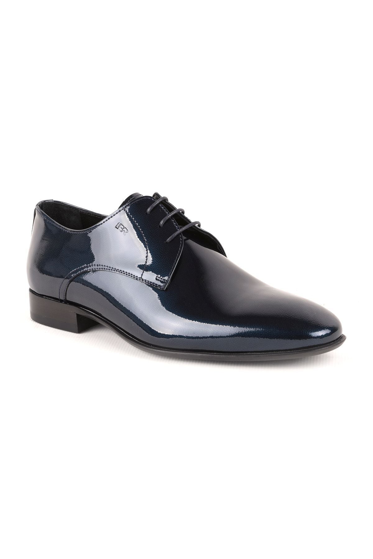 L3744 Men's Patent Leather Classic Shoes Navy Blue - MALLTURK