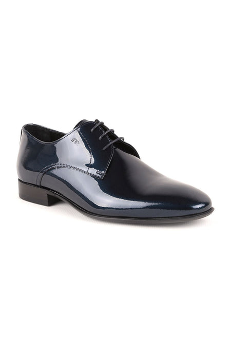 L3744 Men's Patent Leather Classic Shoes Navy Blue - MALLTURK