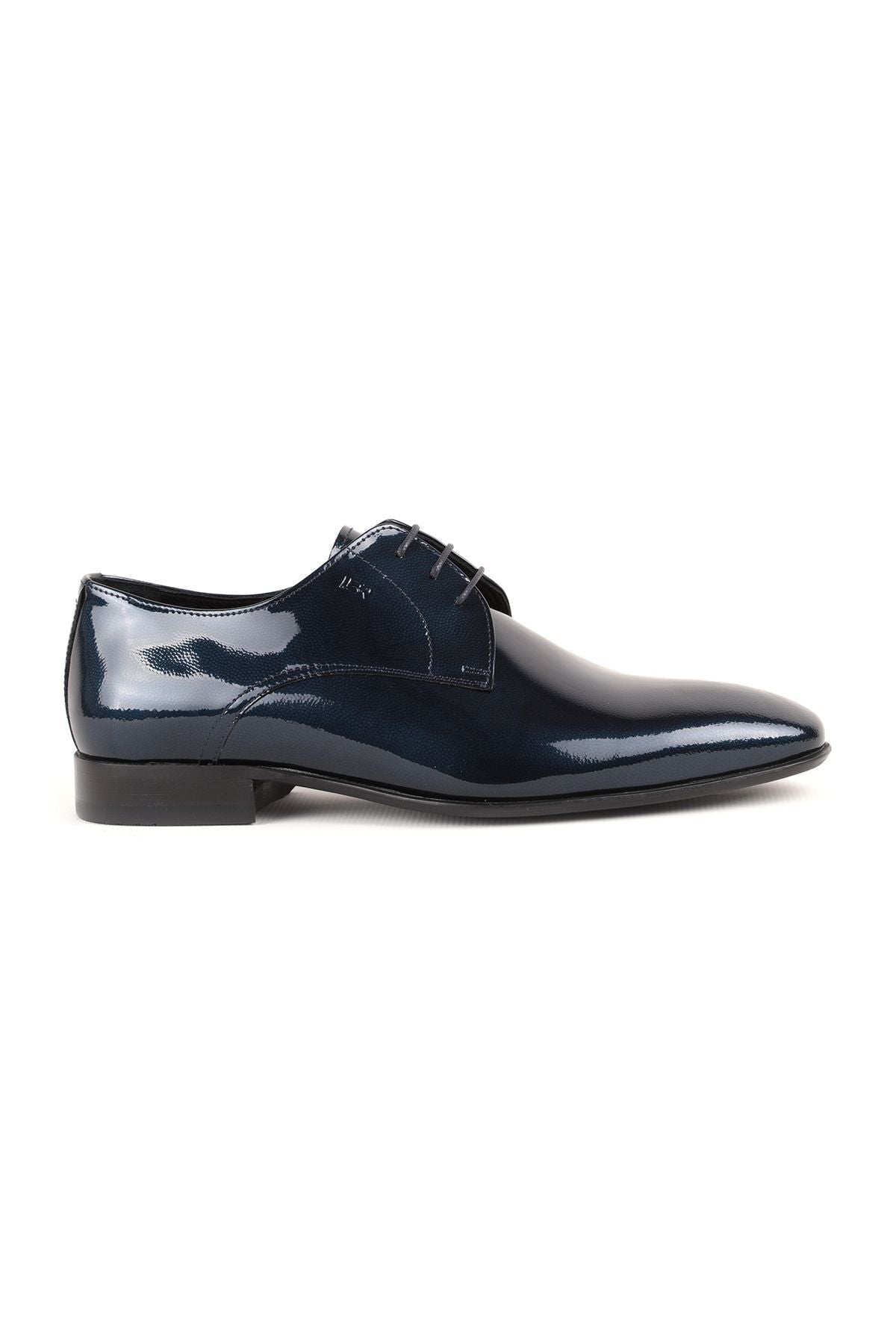 L3744 Men's Patent Leather Classic Shoes Navy Blue - MALLTURK