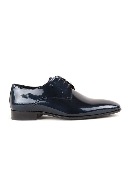 L3744 Men's Patent Leather Classic Shoes Navy Blue - MALLTURK