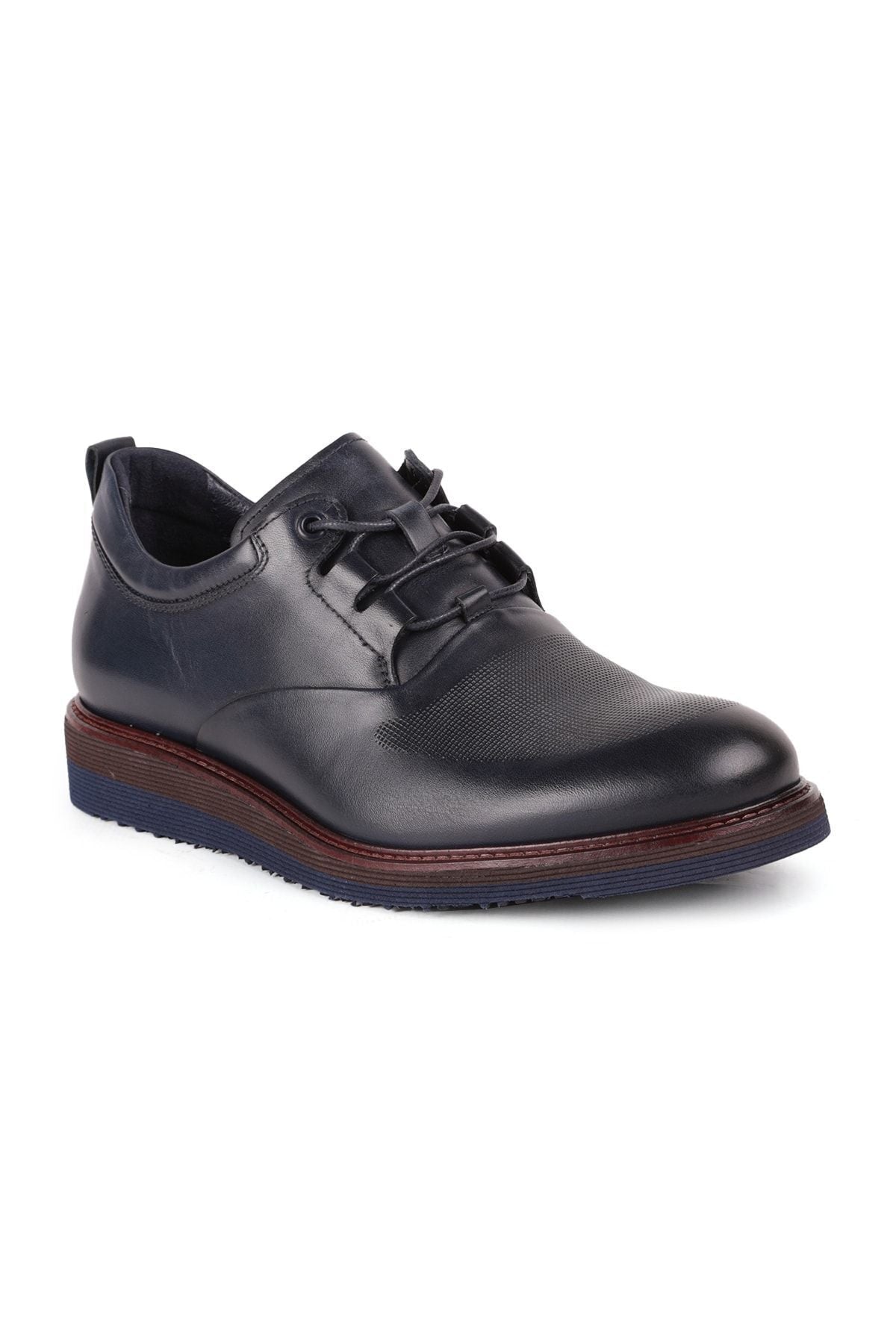 L4206 Casual Men's Leather Shoes Navy Blue - MALLTURK
