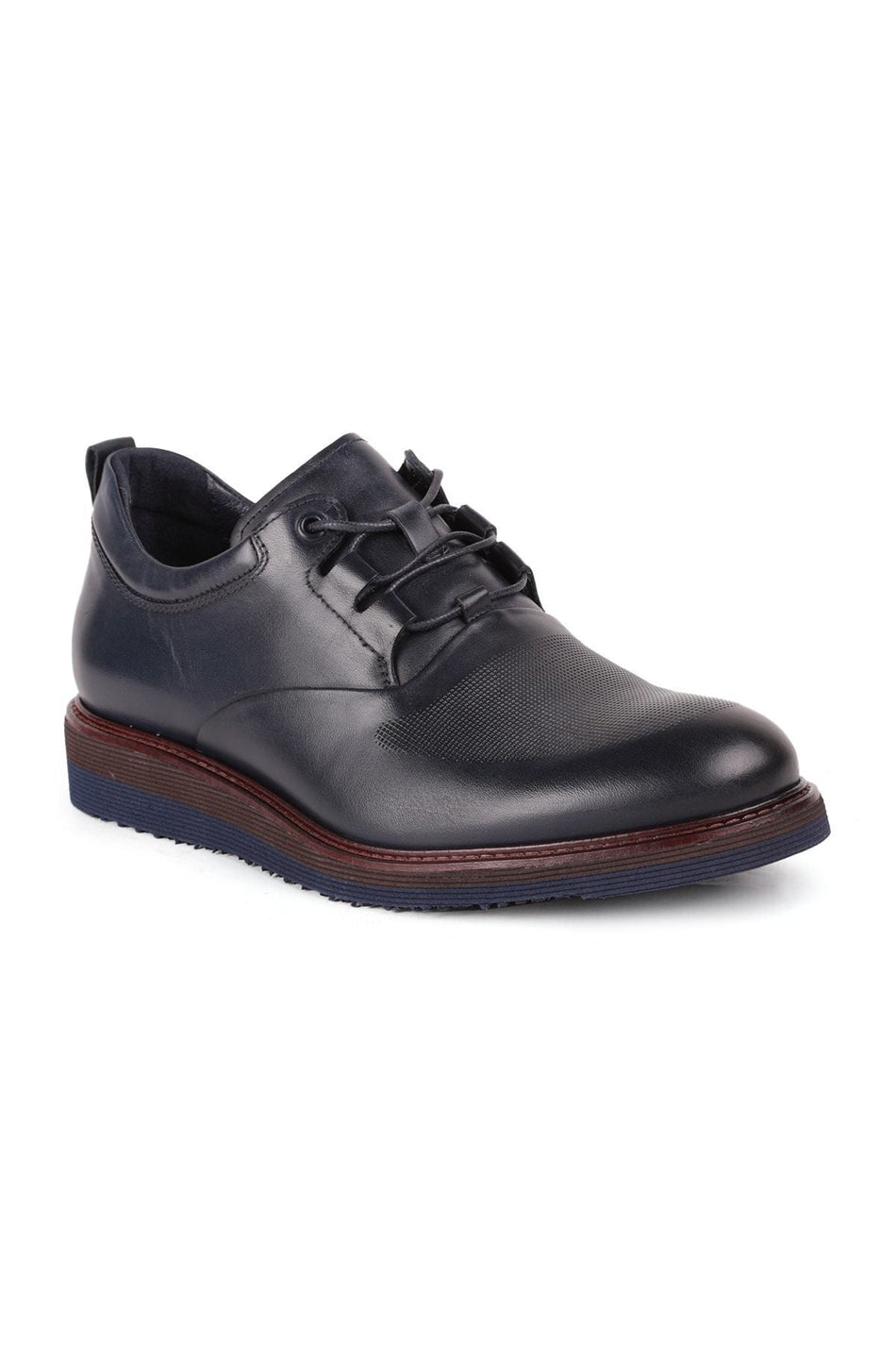 L4206 Casual Men's Leather Shoes Navy Blue - MALLTURK