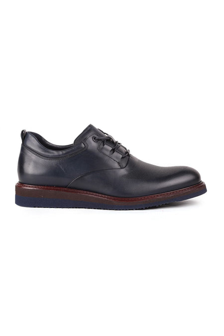 L4206 Casual Men's Leather Shoes Navy Blue - MALLTURK