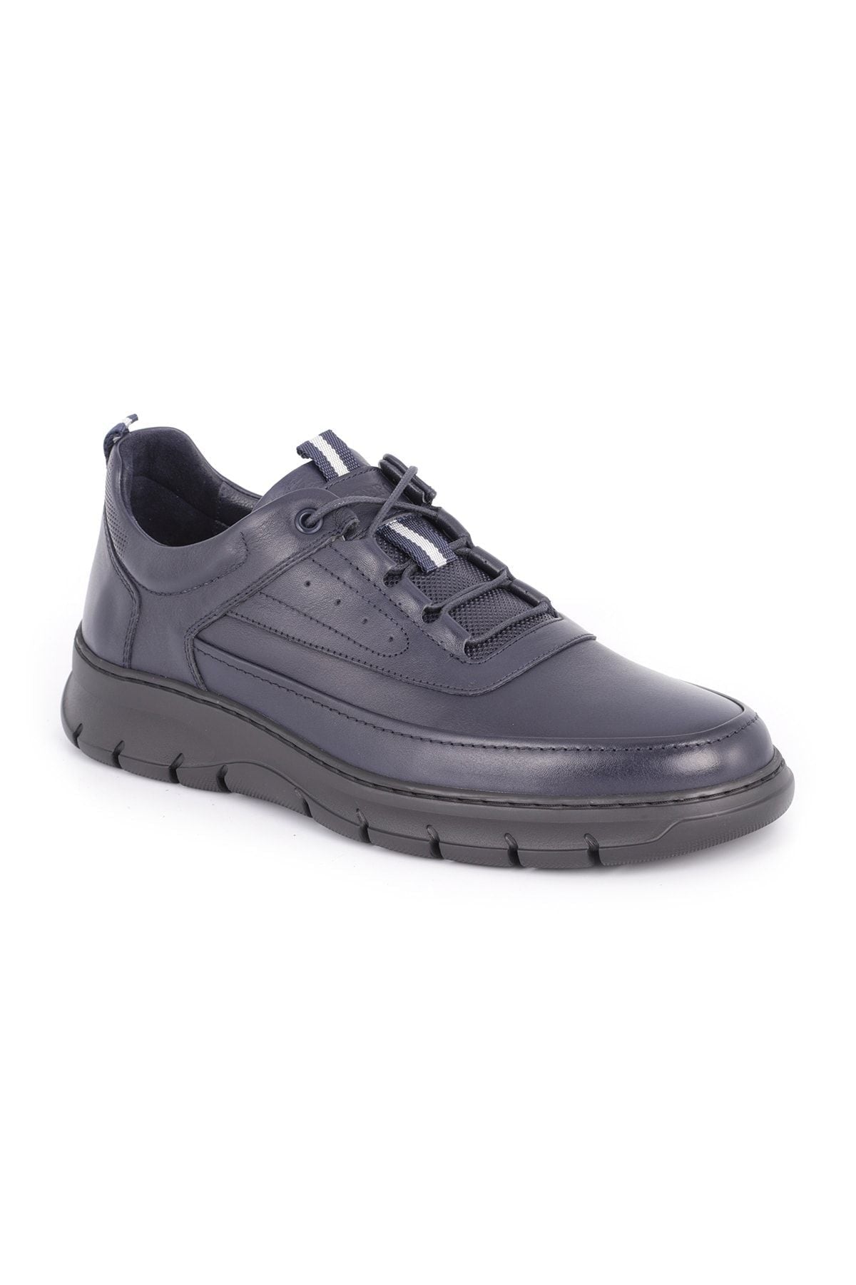 L4501 Leather Men's Casual Shoes Navy Blue - MALLTURK