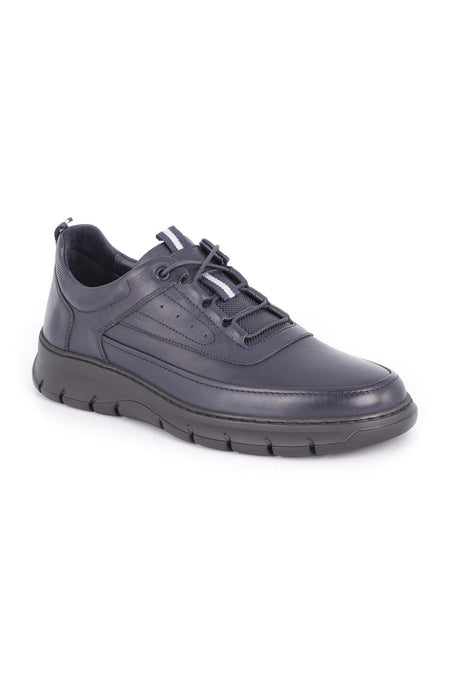 L4501 Leather Men's Casual Shoes Navy Blue - MALLTURK