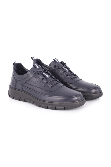 L4501 Leather Men's Casual Shoes Navy Blue - MALLTURK