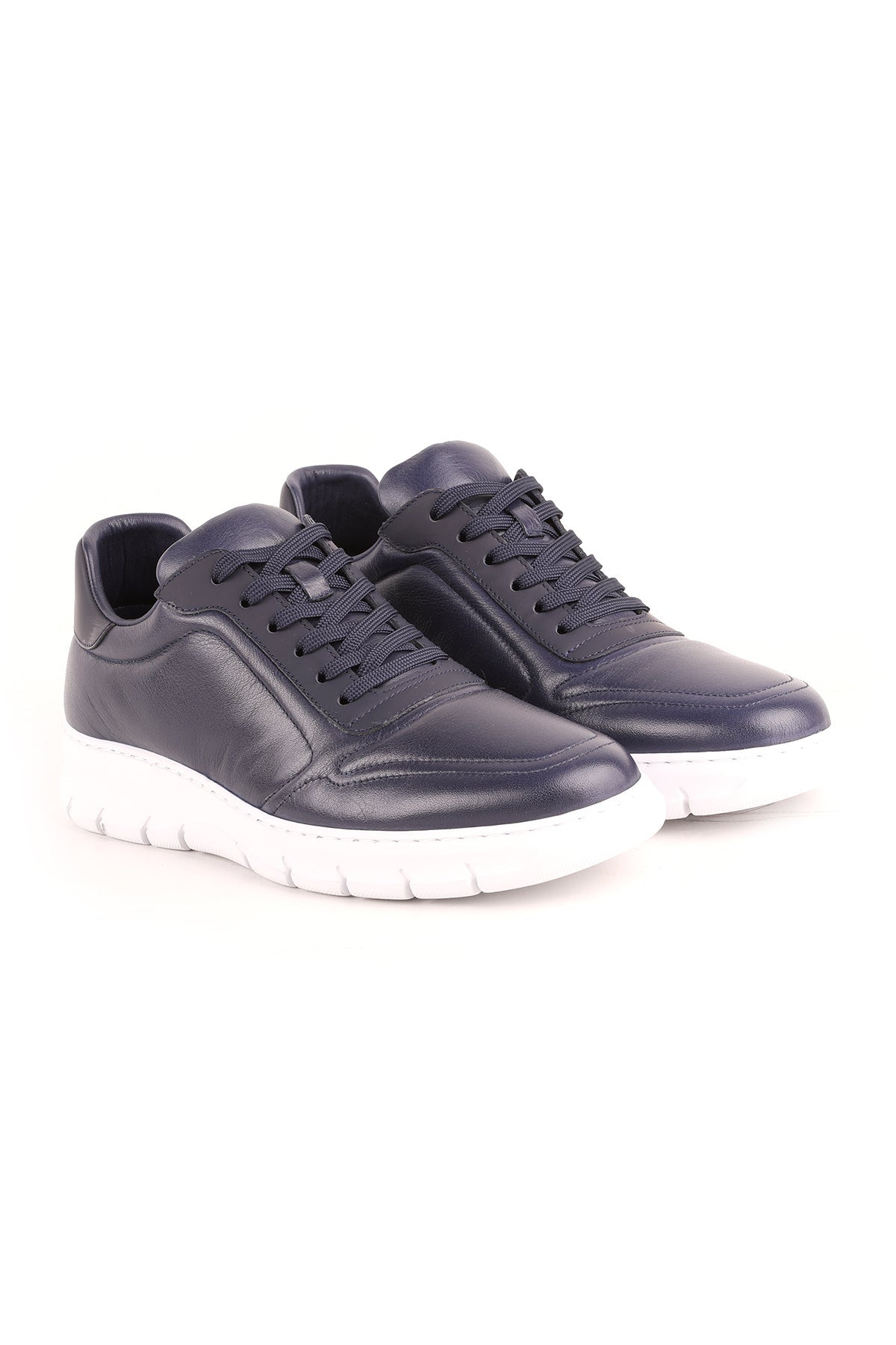 L4502 Comfort Leather Men's Sneakers Navy Blue - MALLTURK
