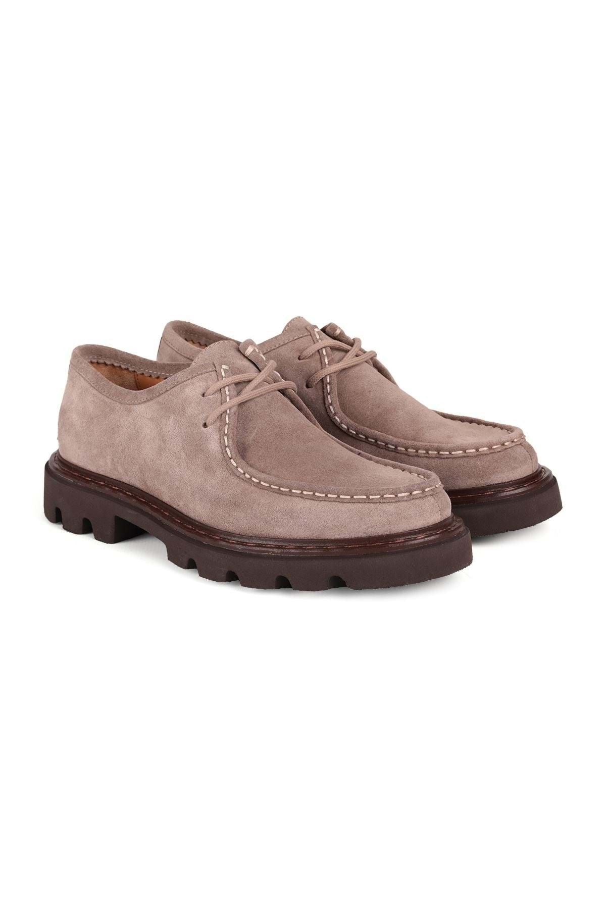 L4534 Suede Leather Men's Casual Shoes Taupe color - MALLTURK