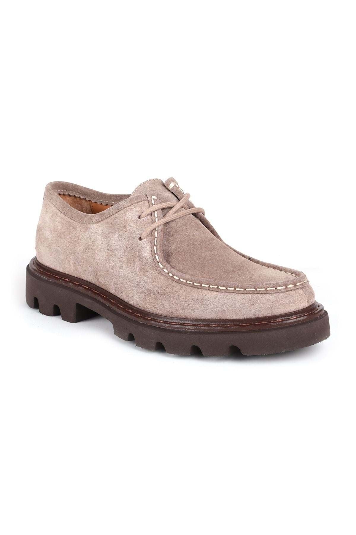 L4534 Suede Leather Men's Casual Shoes Taupe color - MALLTURK