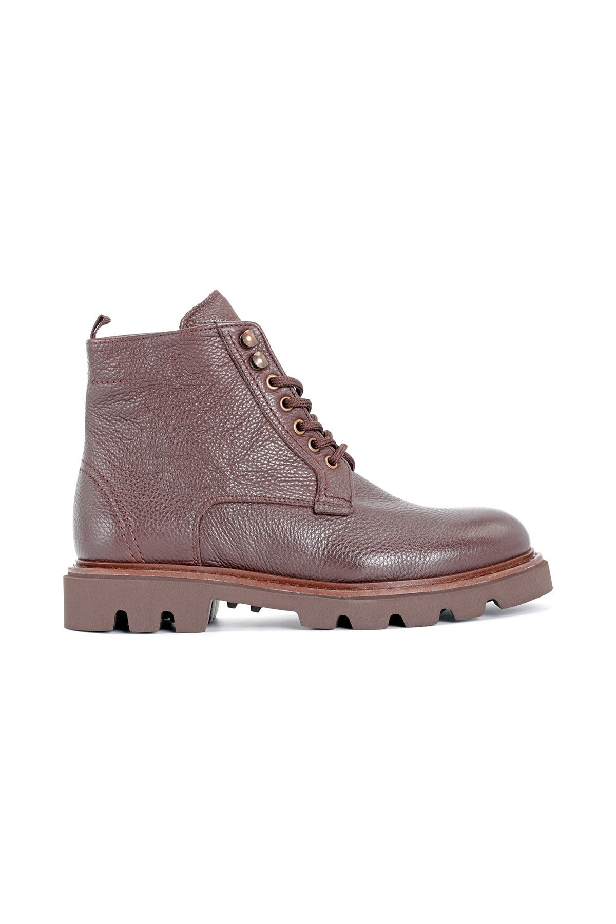 L4536 Leather Men's Shearling Boots Brown - MALLTURK