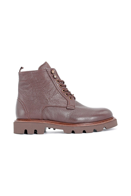 L4536 Leather Men's Shearling Boots Brown - MALLTURK