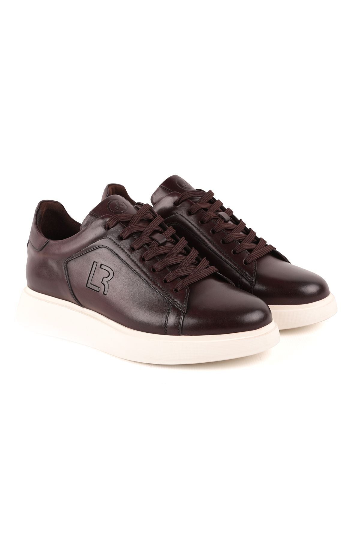 L4617 Leather Men's Sports Shoes Brown-white - MALLTURK