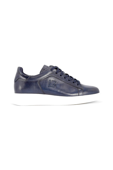 L4617 Leather Men's Sports Shoes Navy Blue - MALLTURK