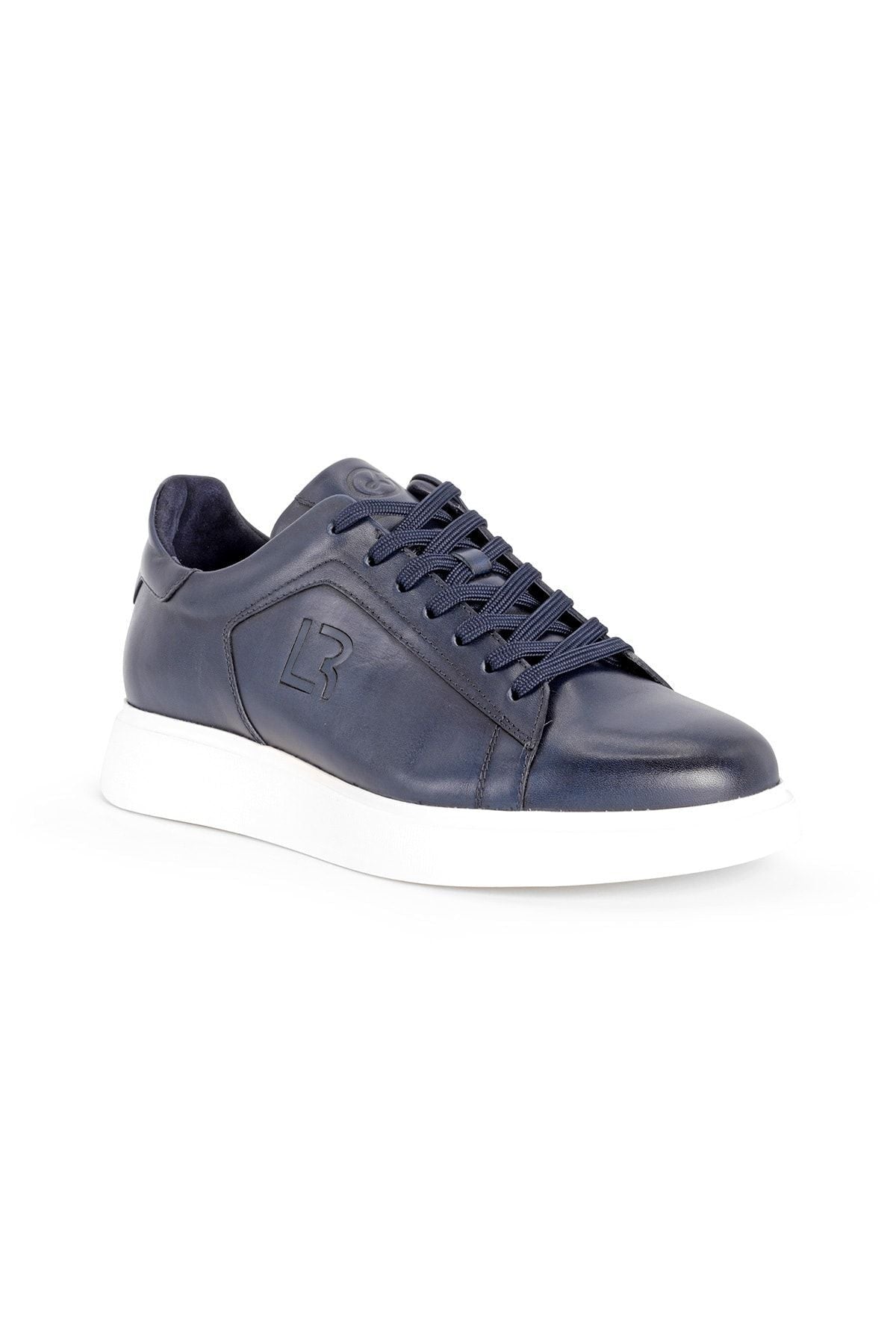 L4617 Leather Men's Sports Shoes Navy Blue - MALLTURK