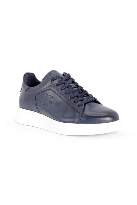 L4617 Leather Men's Sports Shoes Navy Blue - MALLTURK
