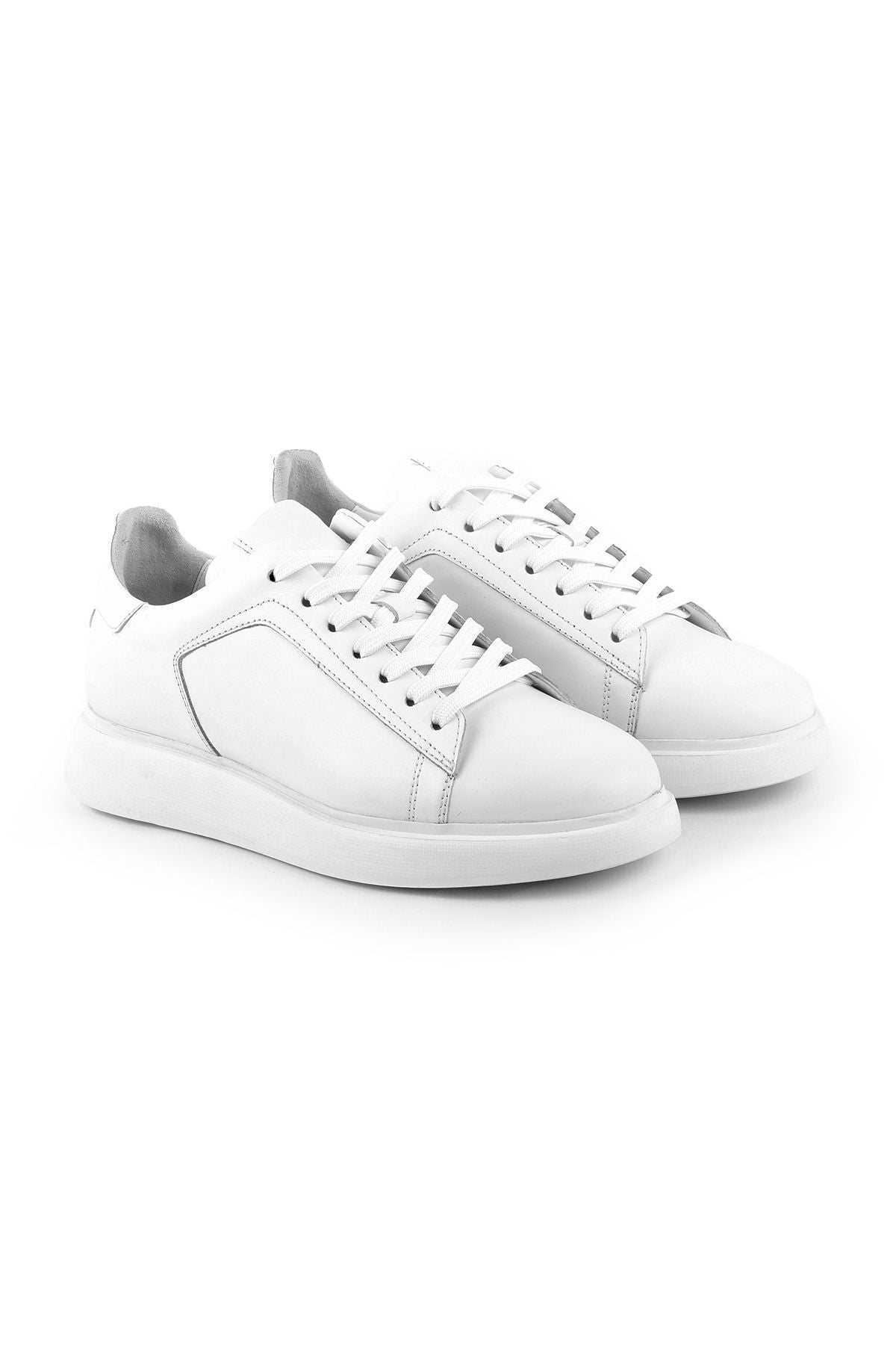 L4617 Model Leather White Men's Sports Shoes - MALLTURK