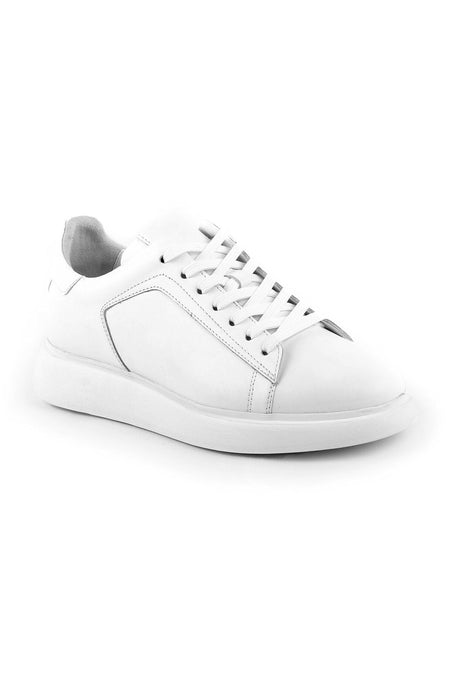 L4617 Model Leather White Men's Sports Shoes - MALLTURK