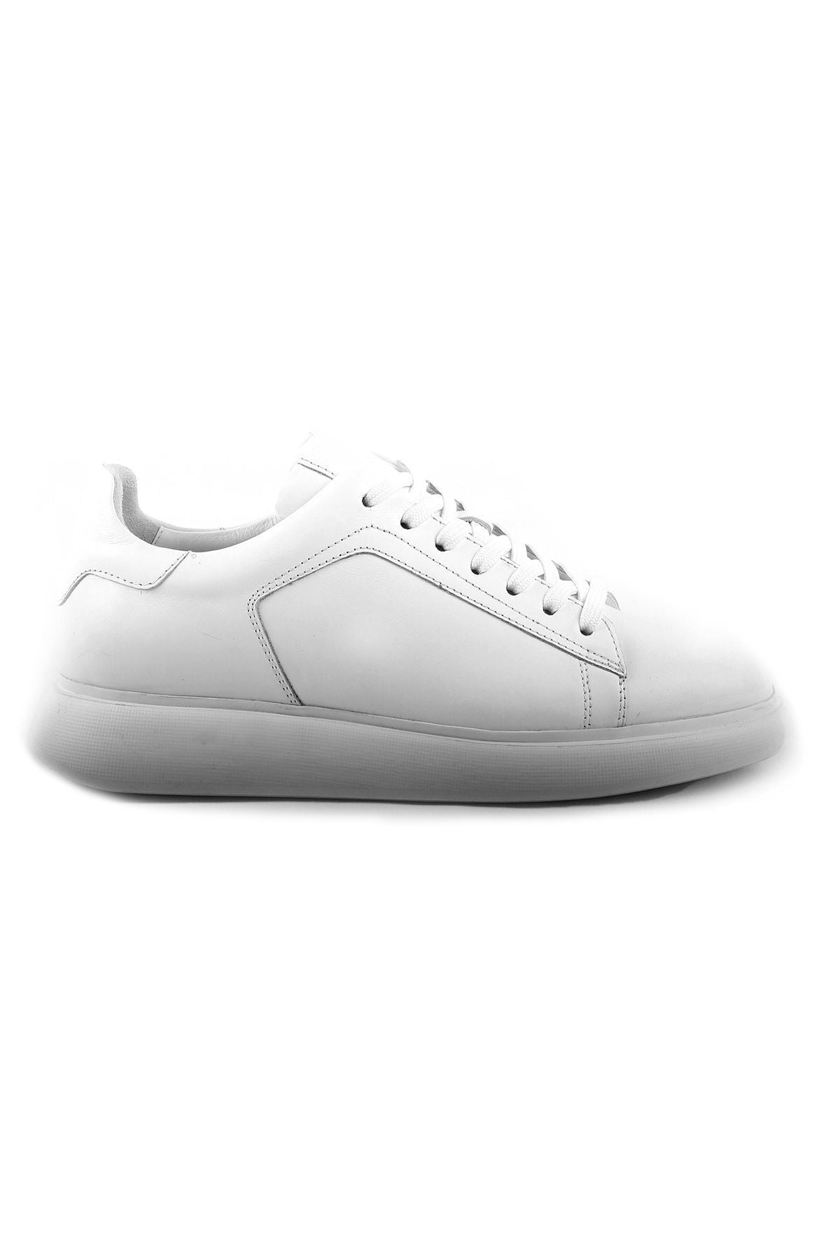 L4617 Model Leather White Men's Sports Shoes - MALLTURK