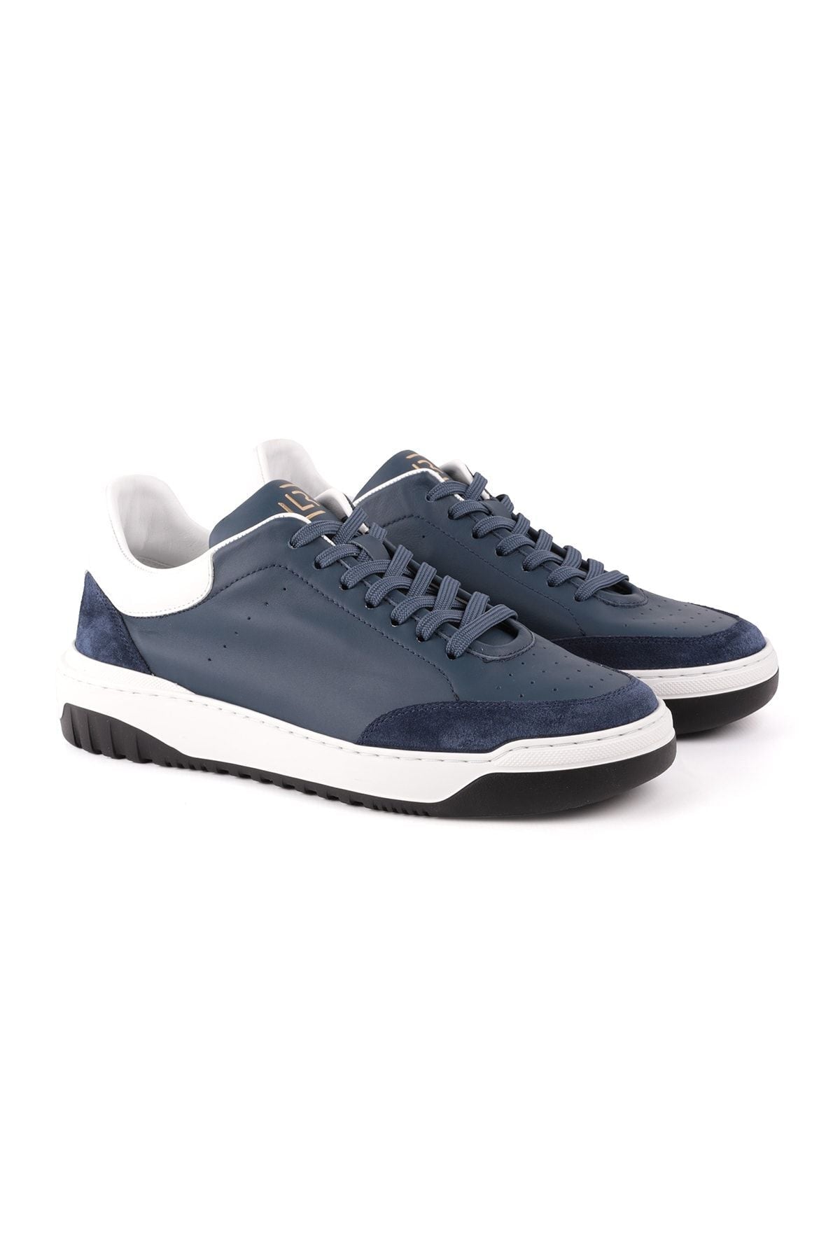 L4728 Leather Men's Casual Shoes Navy Blue - MALLTURK
