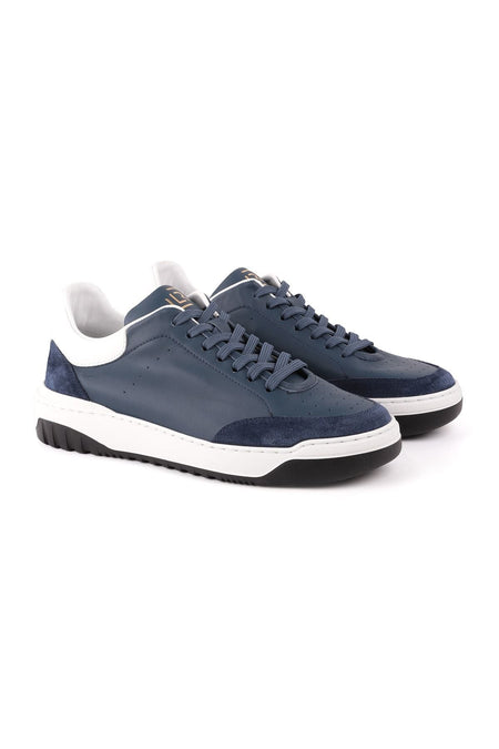 L4728 Leather Men's Casual Shoes Navy Blue - MALLTURK