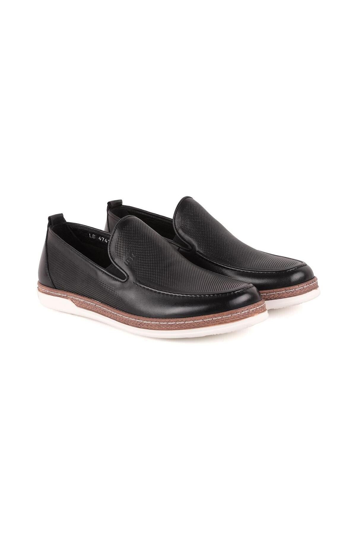 L4741 Leather Men's Loafer Shoes BLACK - MALLTURK