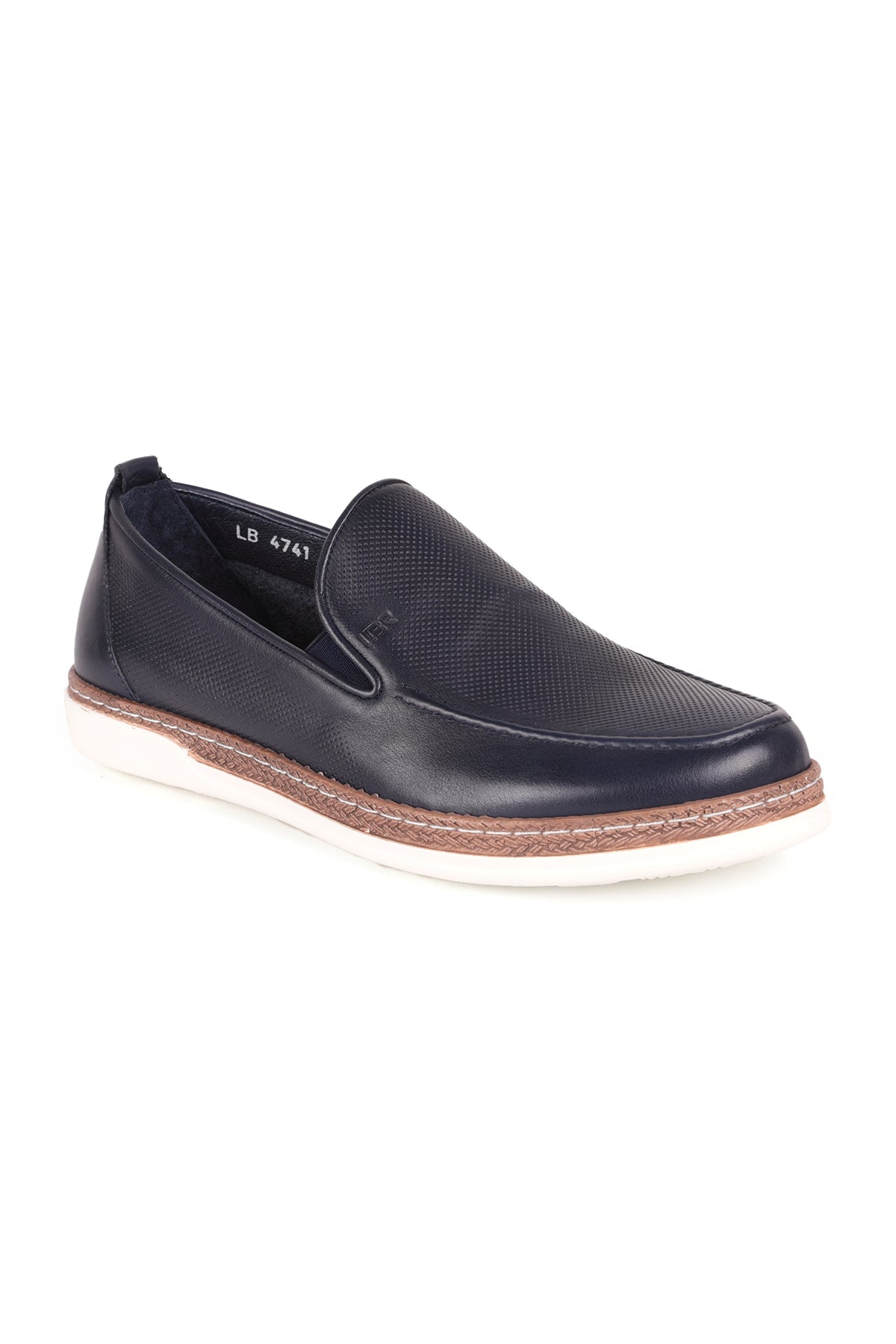 L4741 Leather Men's Loafer Shoes Navy Blue - MALLTURK