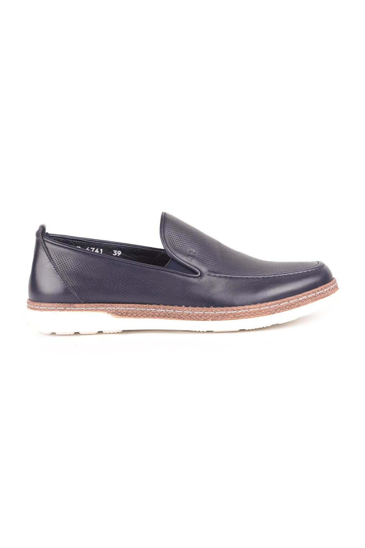 L4741 Leather Men's Loafer Shoes Navy Blue - MALLTURK