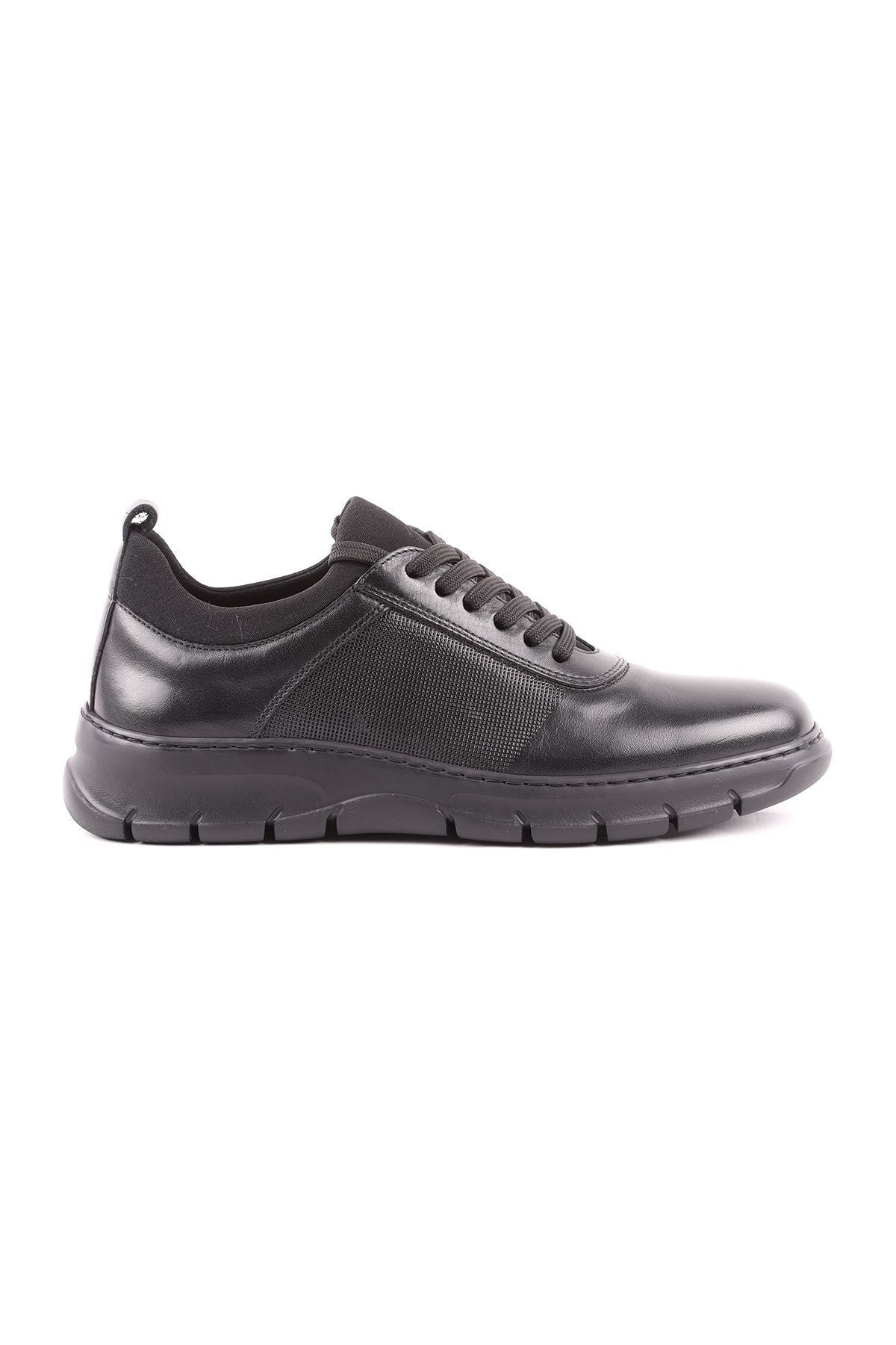 L4753 Model - Black Leather Men's Sports Shoes - MALLTURK
