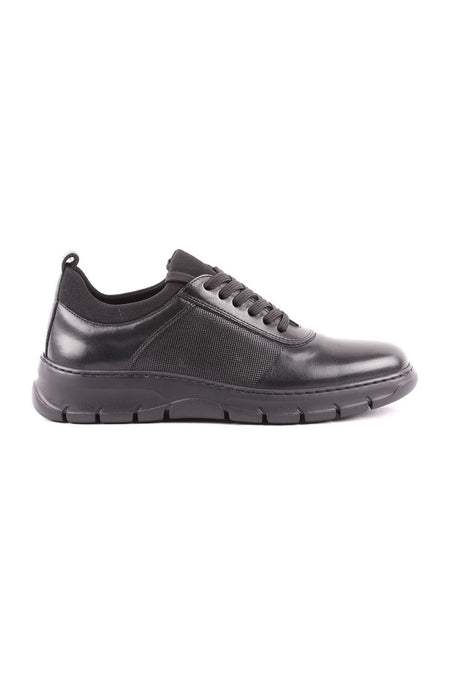 L4753 Model - Black Leather Men's Sports Shoes - MALLTURK