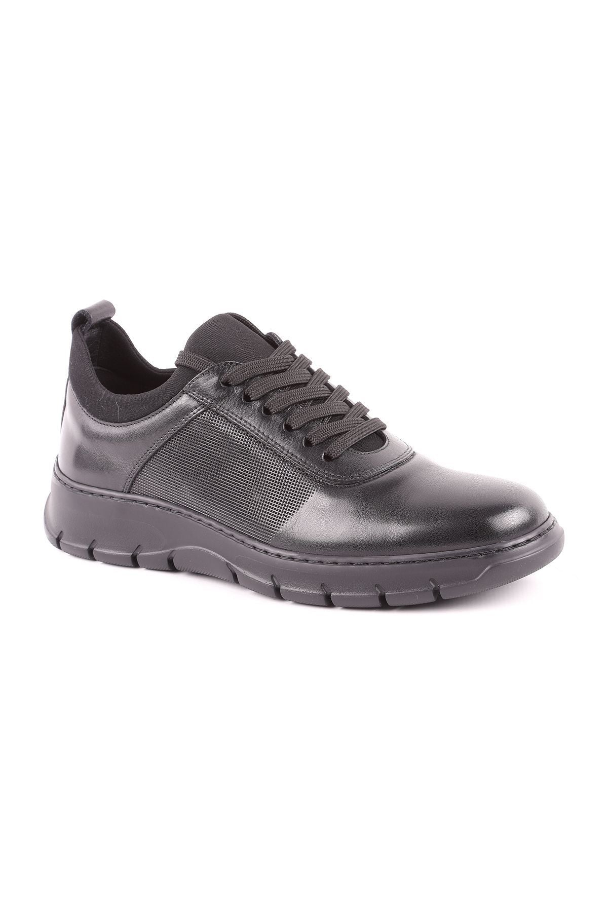 L4753 Model - Black Leather Men's Sports Shoes - MALLTURK