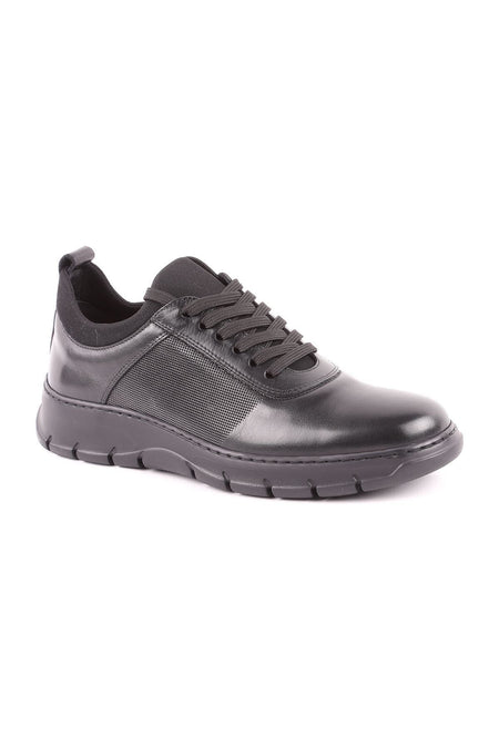 L4753 Model - Black Leather Men's Sports Shoes - MALLTURK