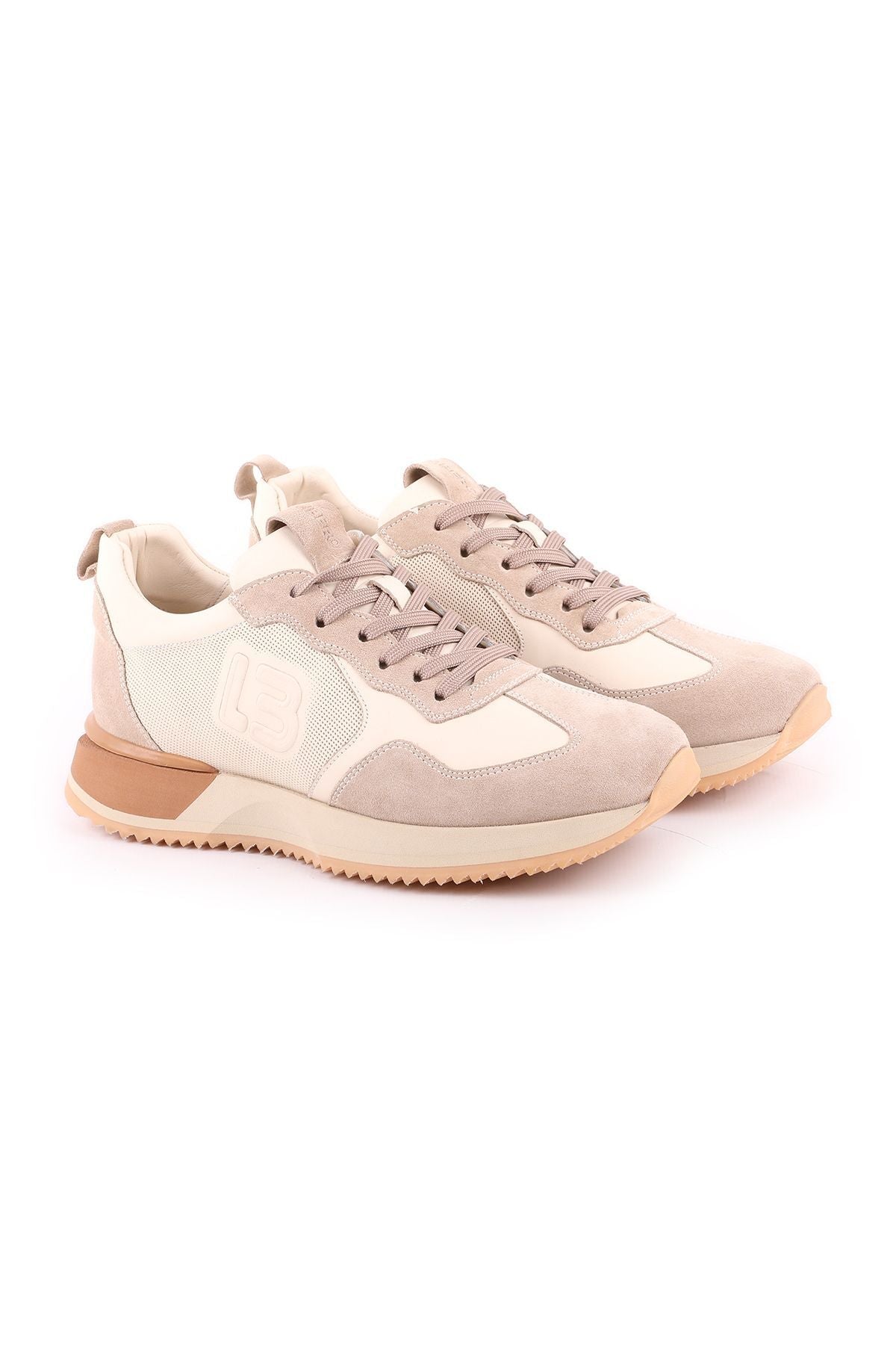 L4772-1 Men's Suede Leather Sneakers - Bone Beige - MALLTURK