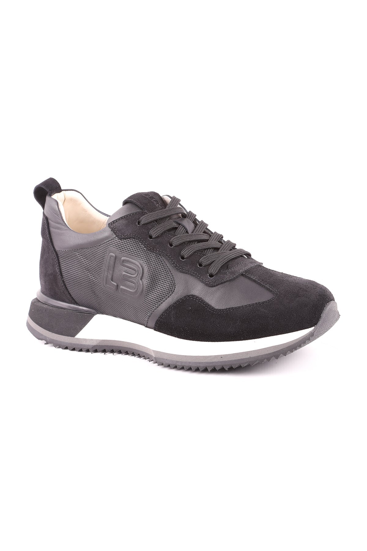 L4772-1 Suede Leather Men's Athletic Shoes BLACK - MALLTURK