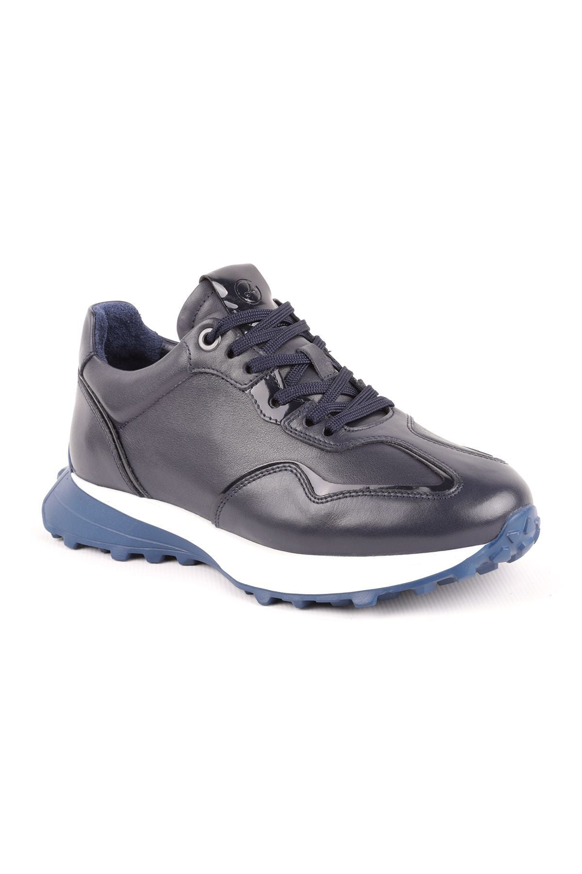 L4821 Leather Men's Sports Shoes Navy Blue - MALLTURK