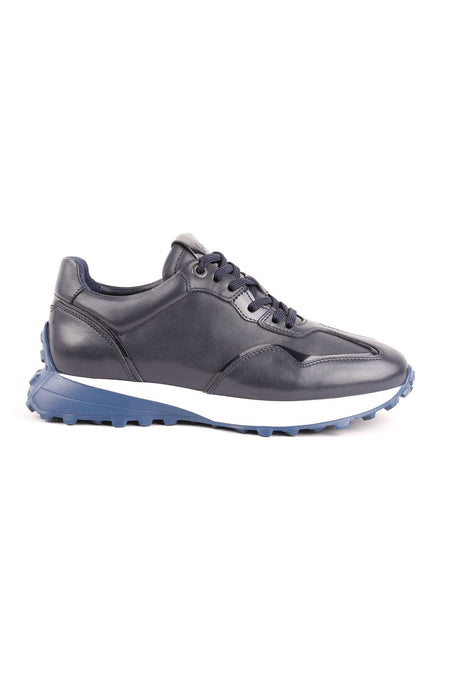 L4821 Leather Men's Sports Shoes Navy Blue - MALLTURK