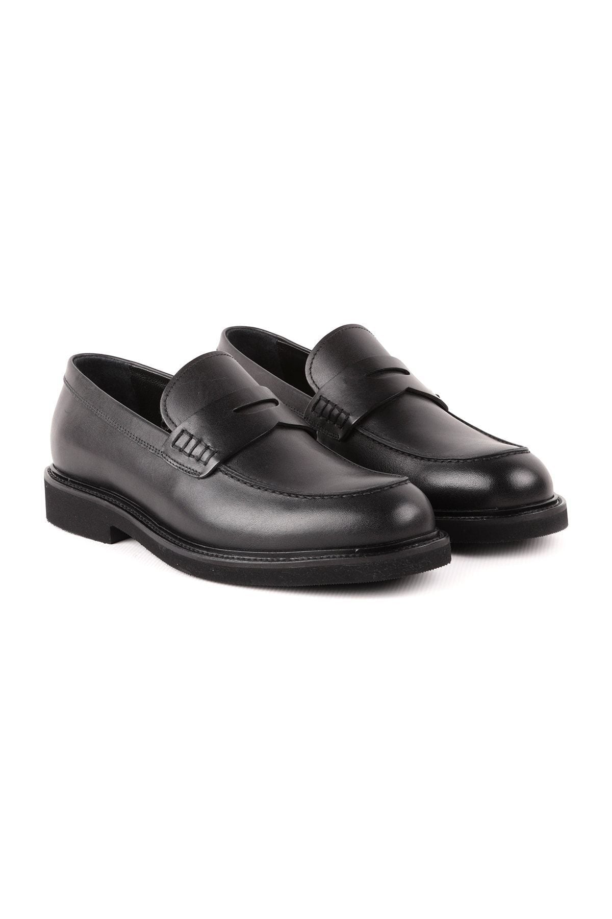 L4841 Loafer Leather Men's Shoes Black - MALLTURK