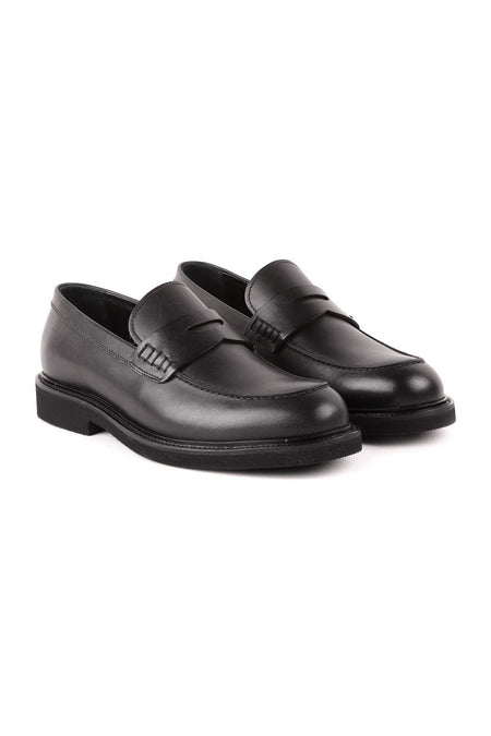 L4841 Loafer Leather Men's Shoes Black - MALLTURK