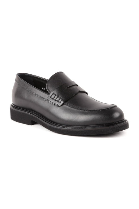 L4841 Loafer Leather Men's Shoes Black - MALLTURK