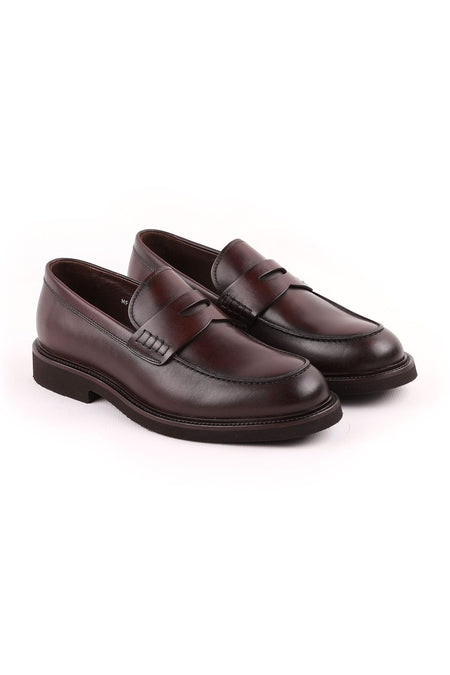 L4841 Loafer Leather Men's Shoes Brown - MALLTURK