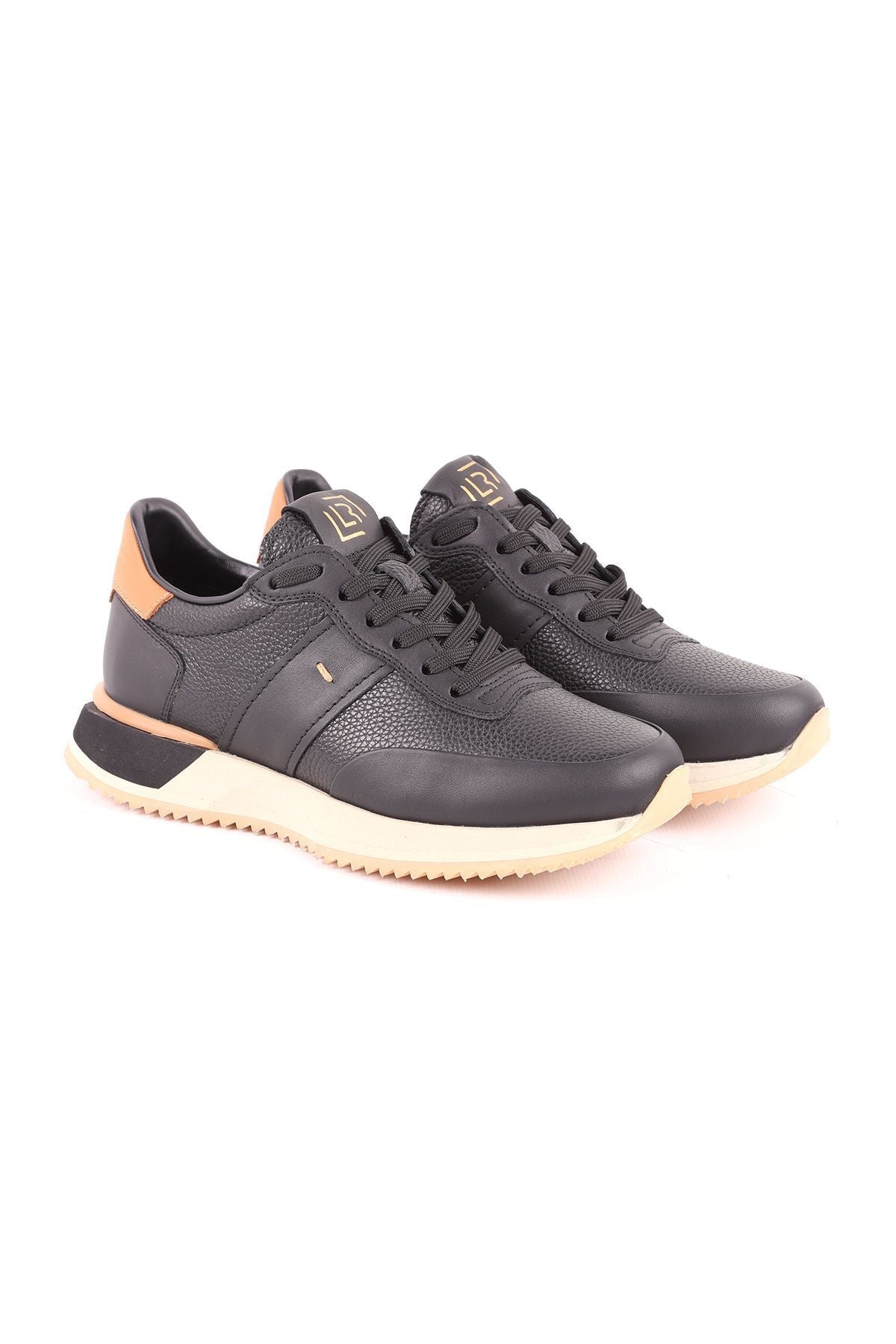 L4843 Casual Men's Leather Shoes Black-bone - MALLTURK